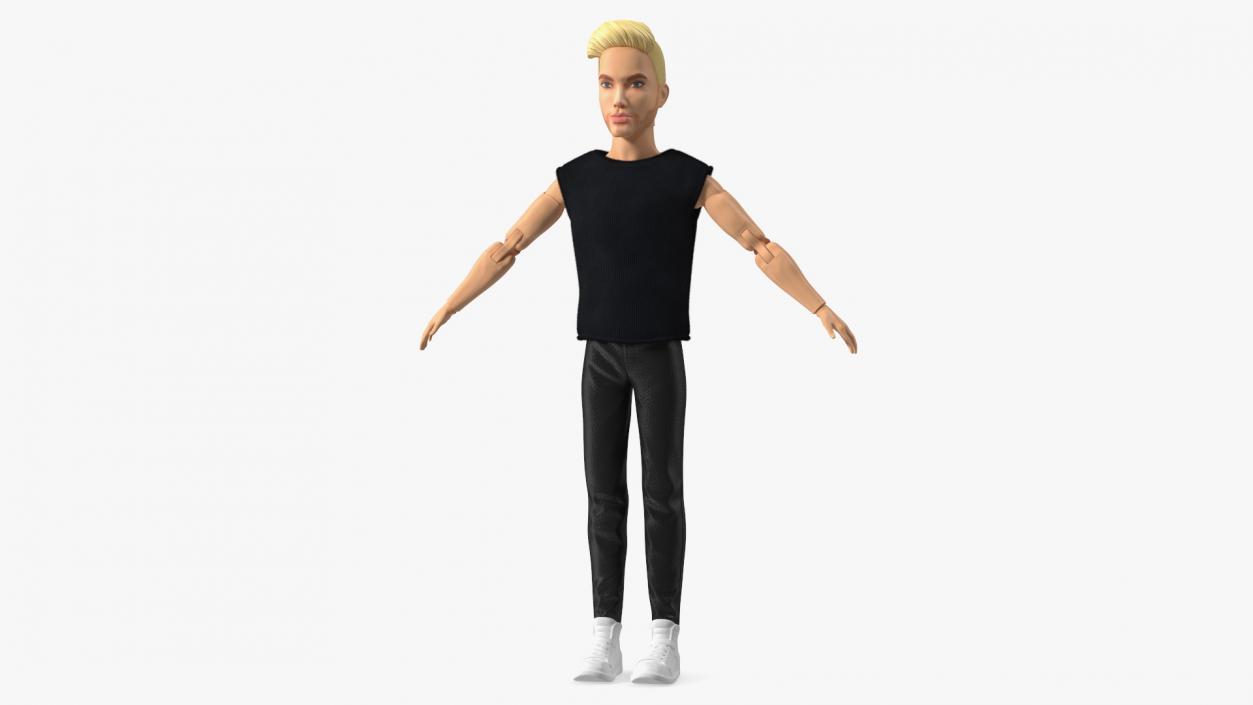 3D model Barbie Ken GTD90 Dressed T-pose Fur