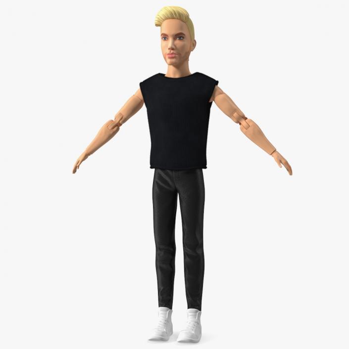 3D model Barbie Ken GTD90 Dressed T-pose Fur