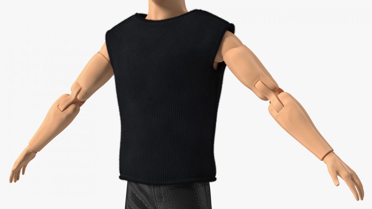 3D model Barbie Ken GTD90 Dressed T-pose Fur