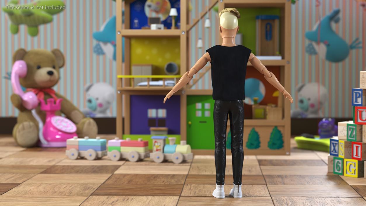 3D model Barbie Ken GTD90 Dressed T-pose Fur