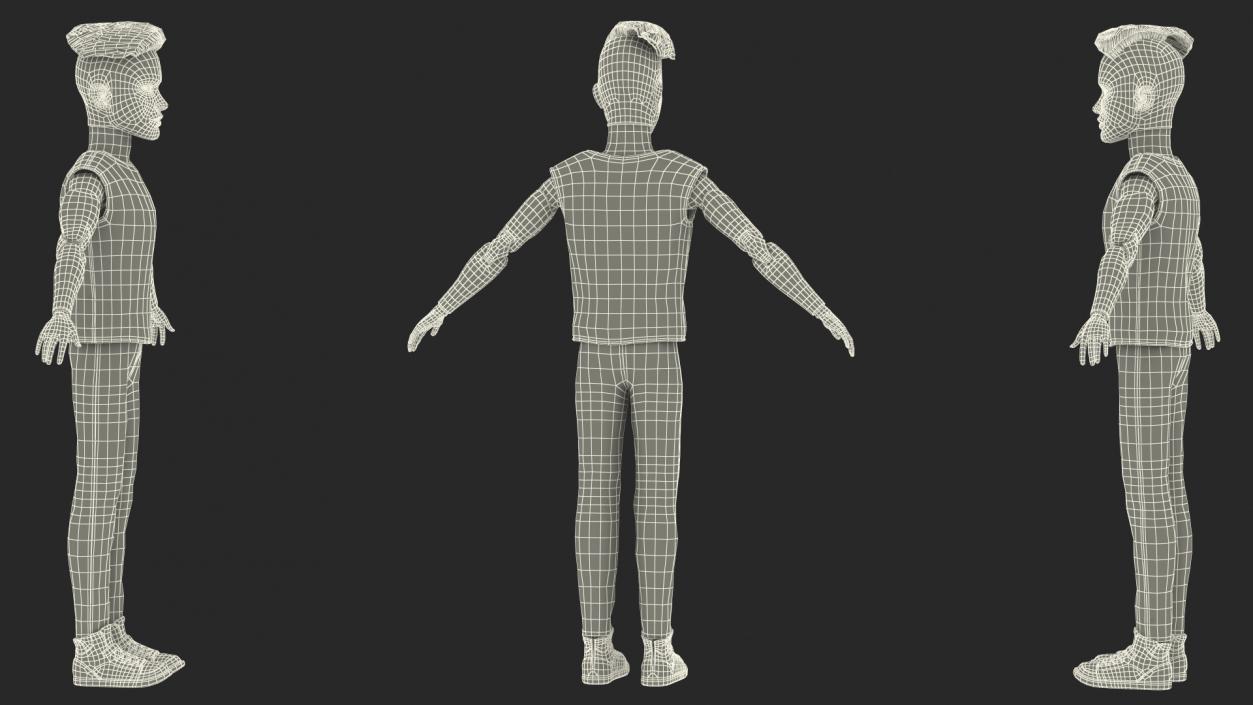 3D model Barbie Ken GTD90 Dressed T-pose Fur