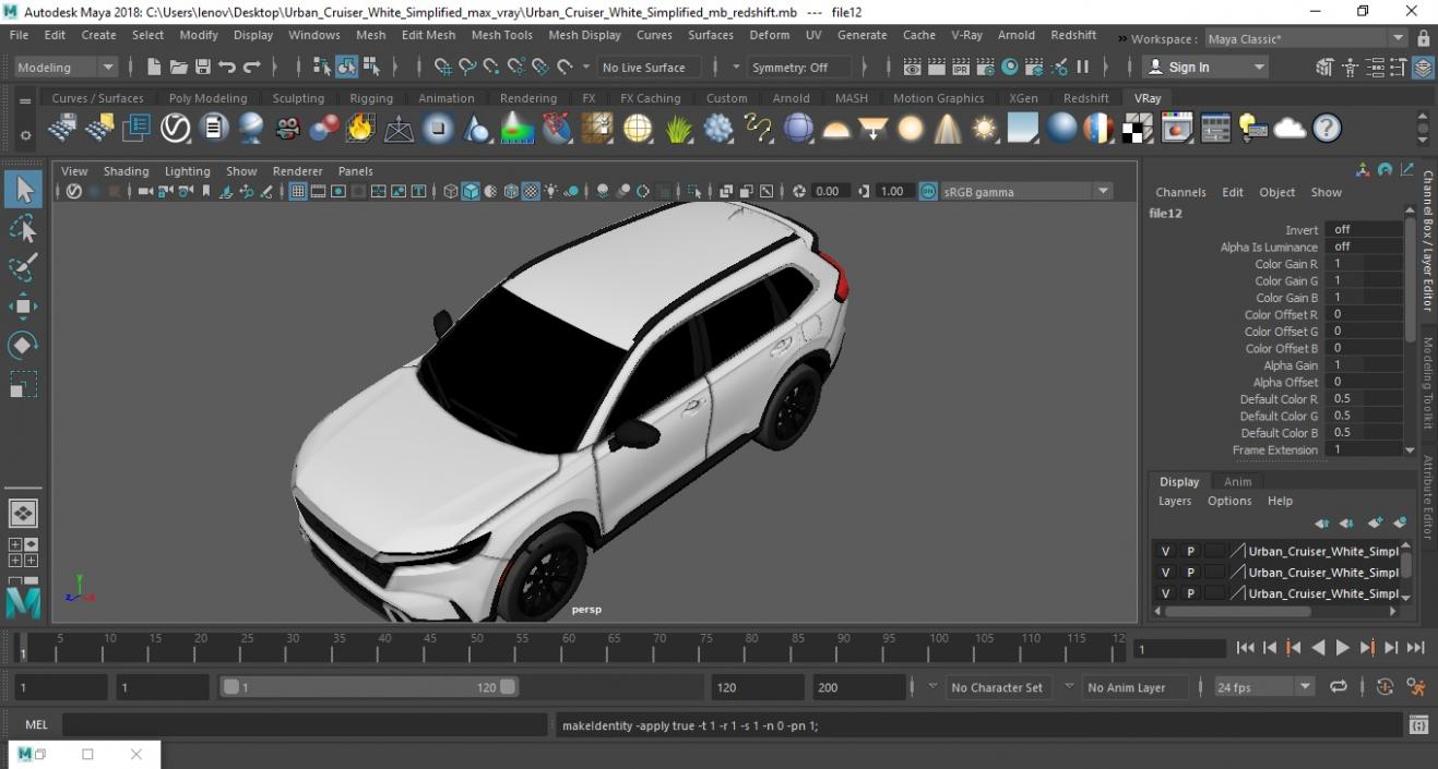 3D model City SUV White Simplified