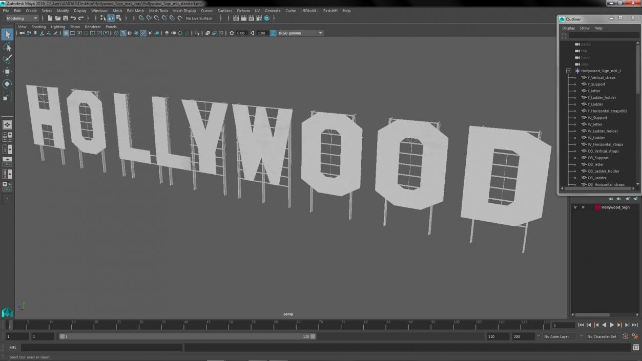 Hollywood sign 3D model