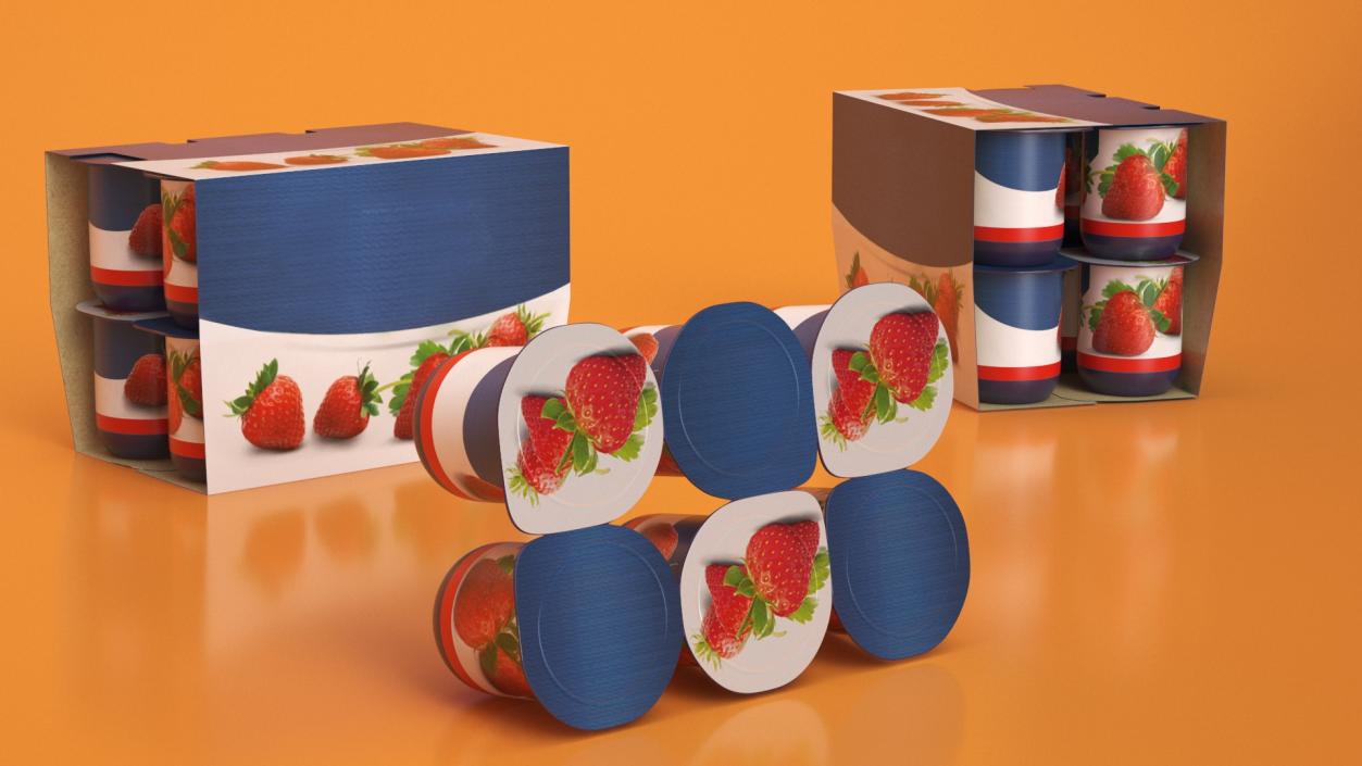 3D Strawberry Yogurt 12 Paper Pack