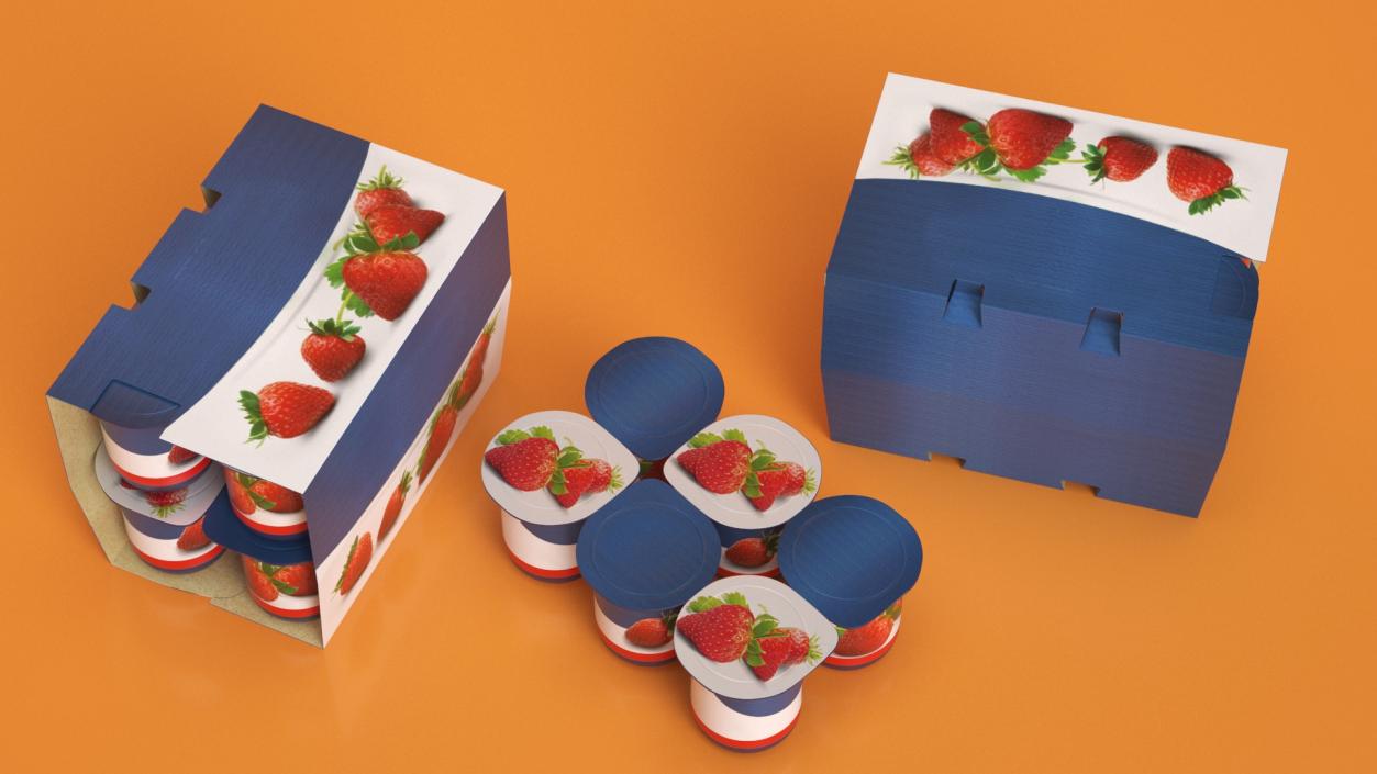 3D Strawberry Yogurt 12 Paper Pack