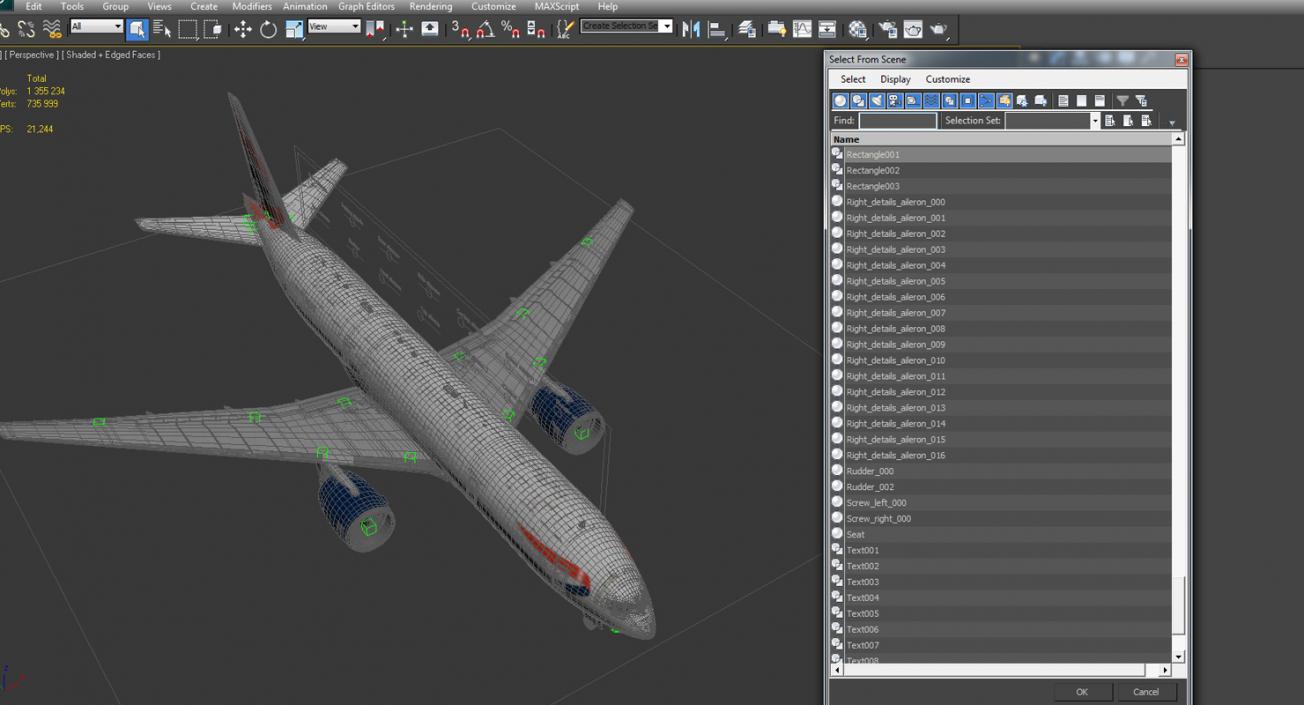 Boeing 777 200ER British Airways Rigged 3D model