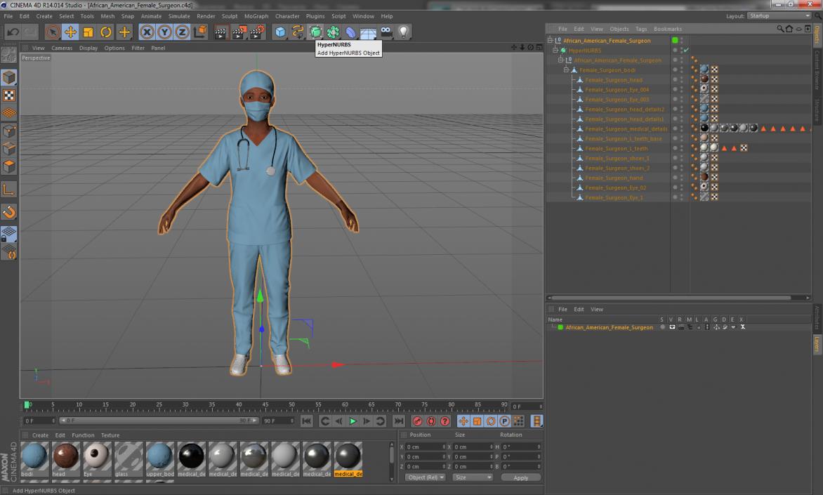 3D African American Female Surgeon