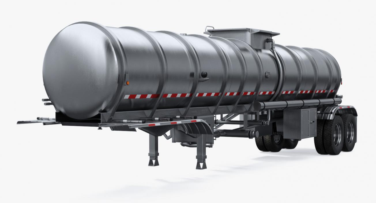 3D Long Hood Truck with Tank Trailer model