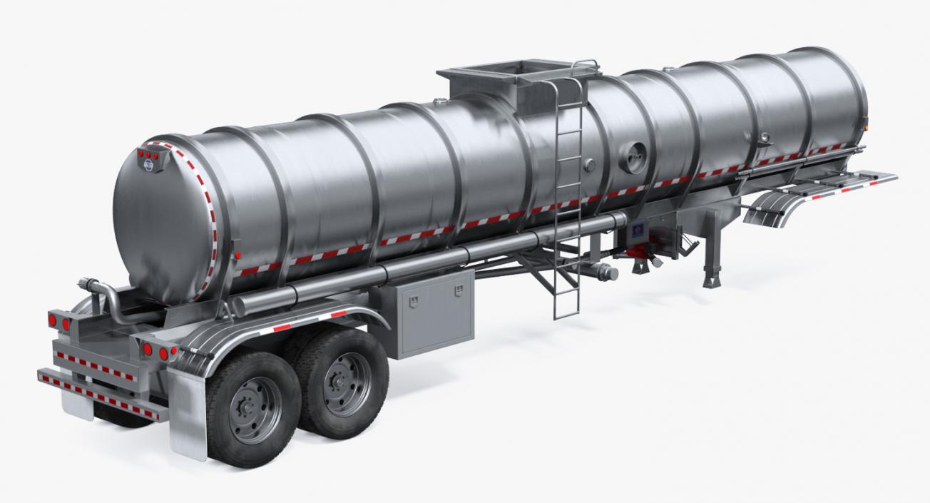 3D Long Hood Truck with Tank Trailer model