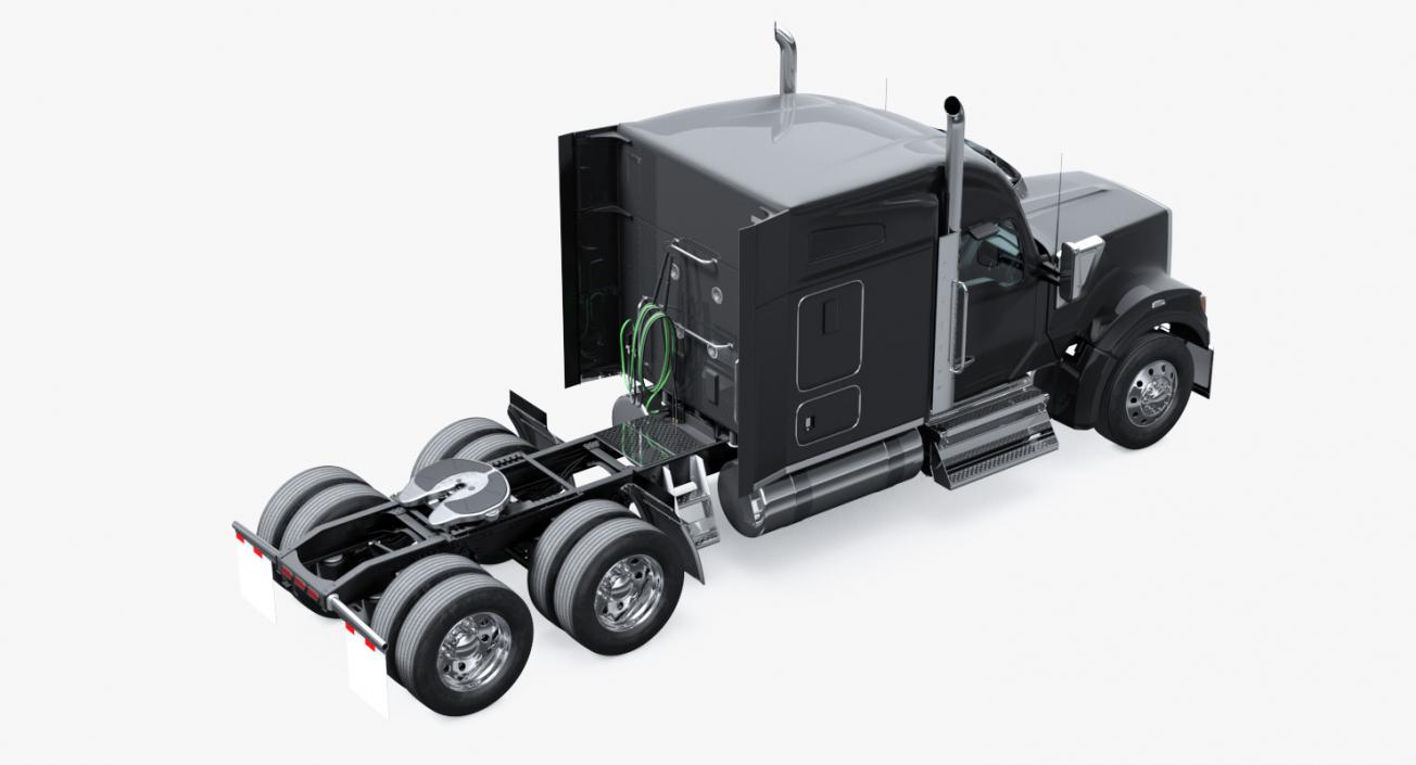 3D Long Hood Truck with Tank Trailer model