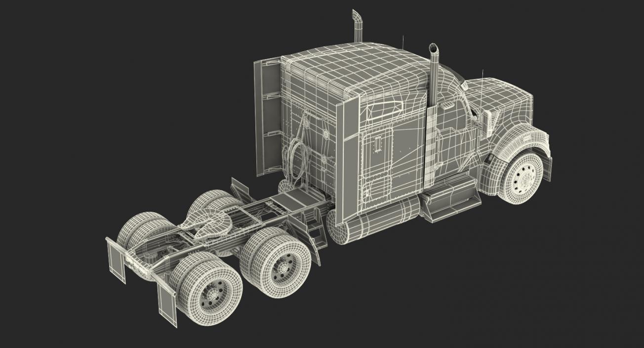 3D Long Hood Truck with Tank Trailer model