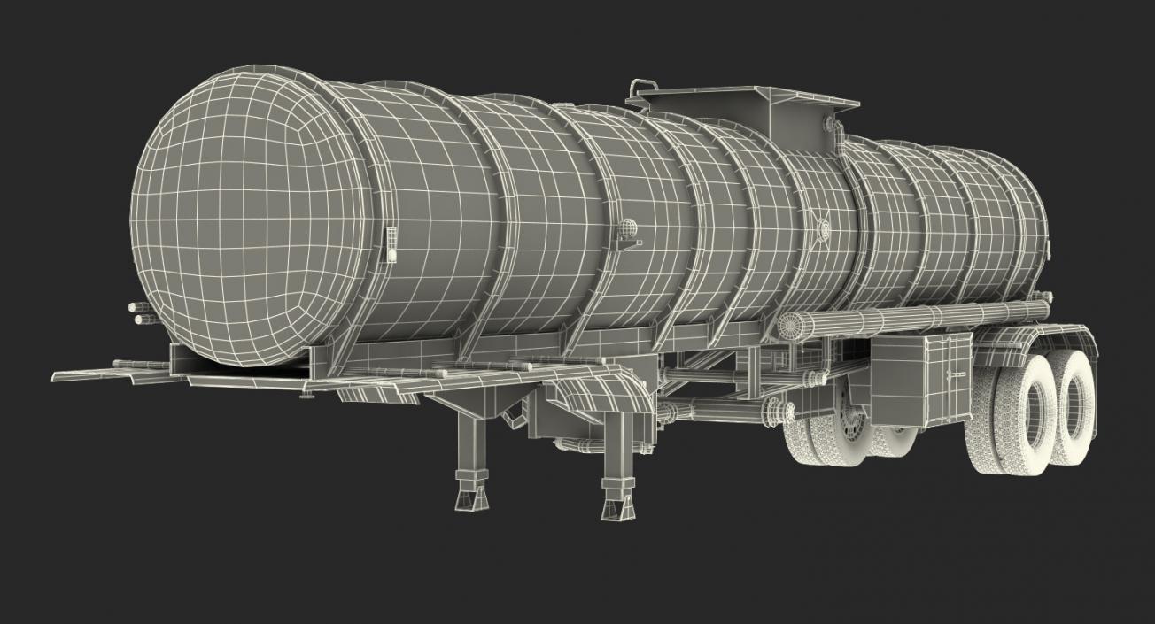 3D Long Hood Truck with Tank Trailer model