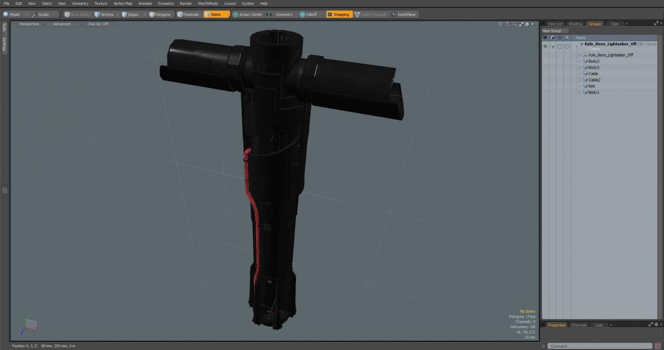 Kylo Rens Lightsaber Off 3D model