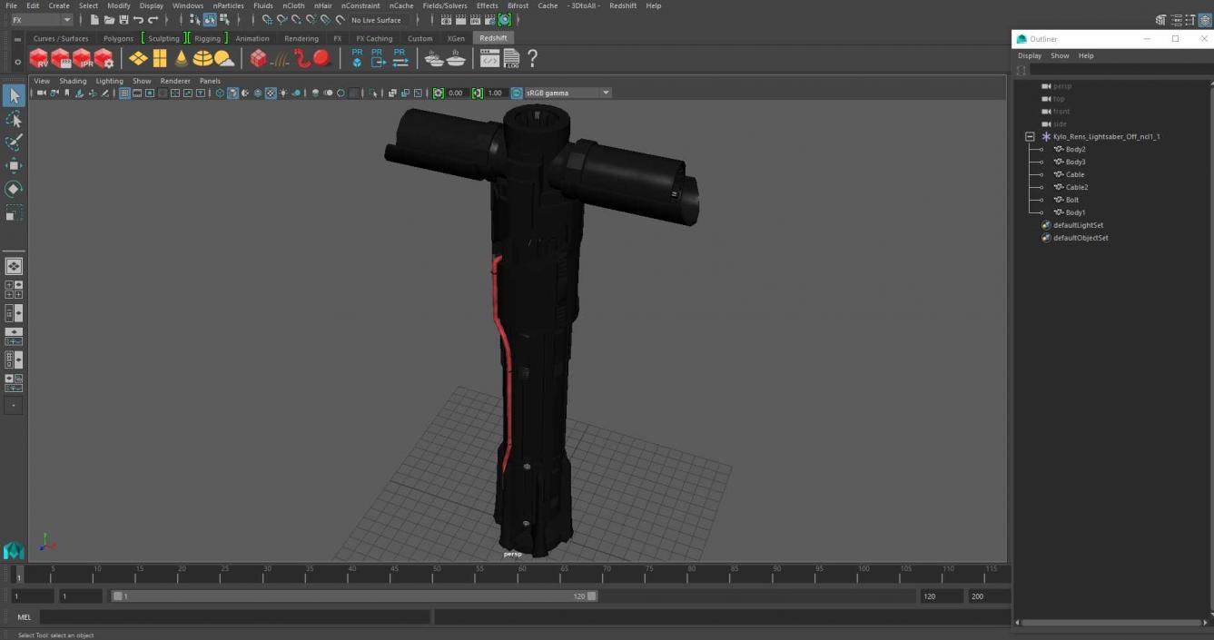 Kylo Rens Lightsaber Off 3D model