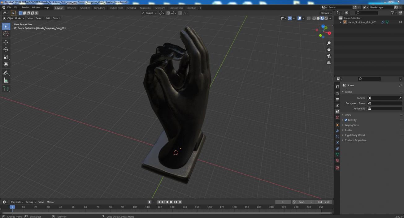 3D model Hands Sculpture Gold