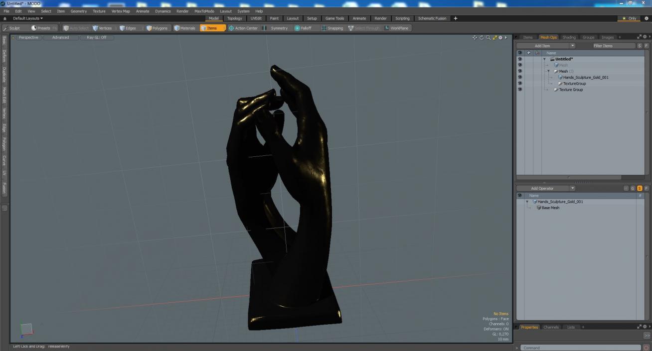 3D model Hands Sculpture Gold