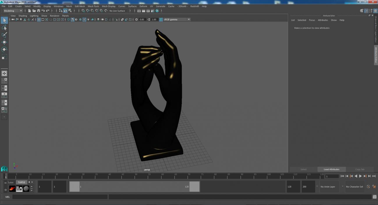 3D model Hands Sculpture Gold