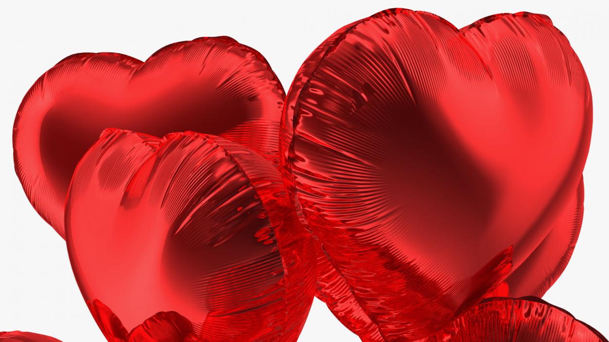 3D Bouquet of Red Heart Balloons with Gift Box model