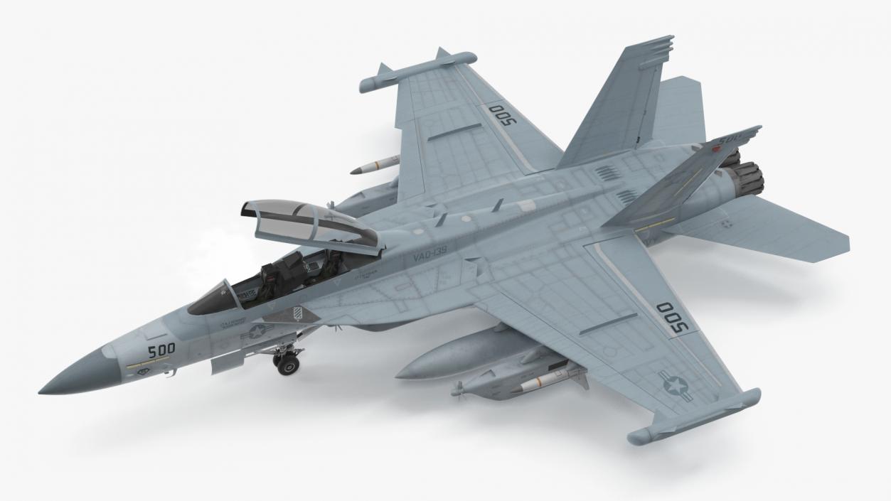 3D Electronic Warfare Aircraft Boeing EA 18G Rigged model