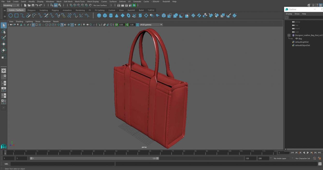 Designer Leather Bag Red 3D model