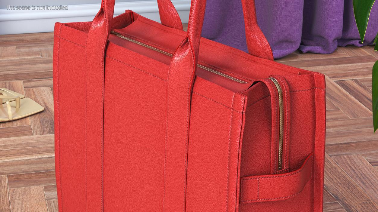 Designer Leather Bag Red 3D model