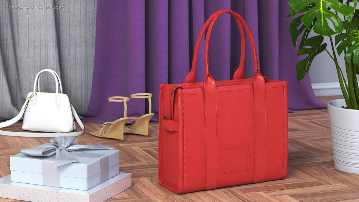 Designer Leather Bag Red 3D model