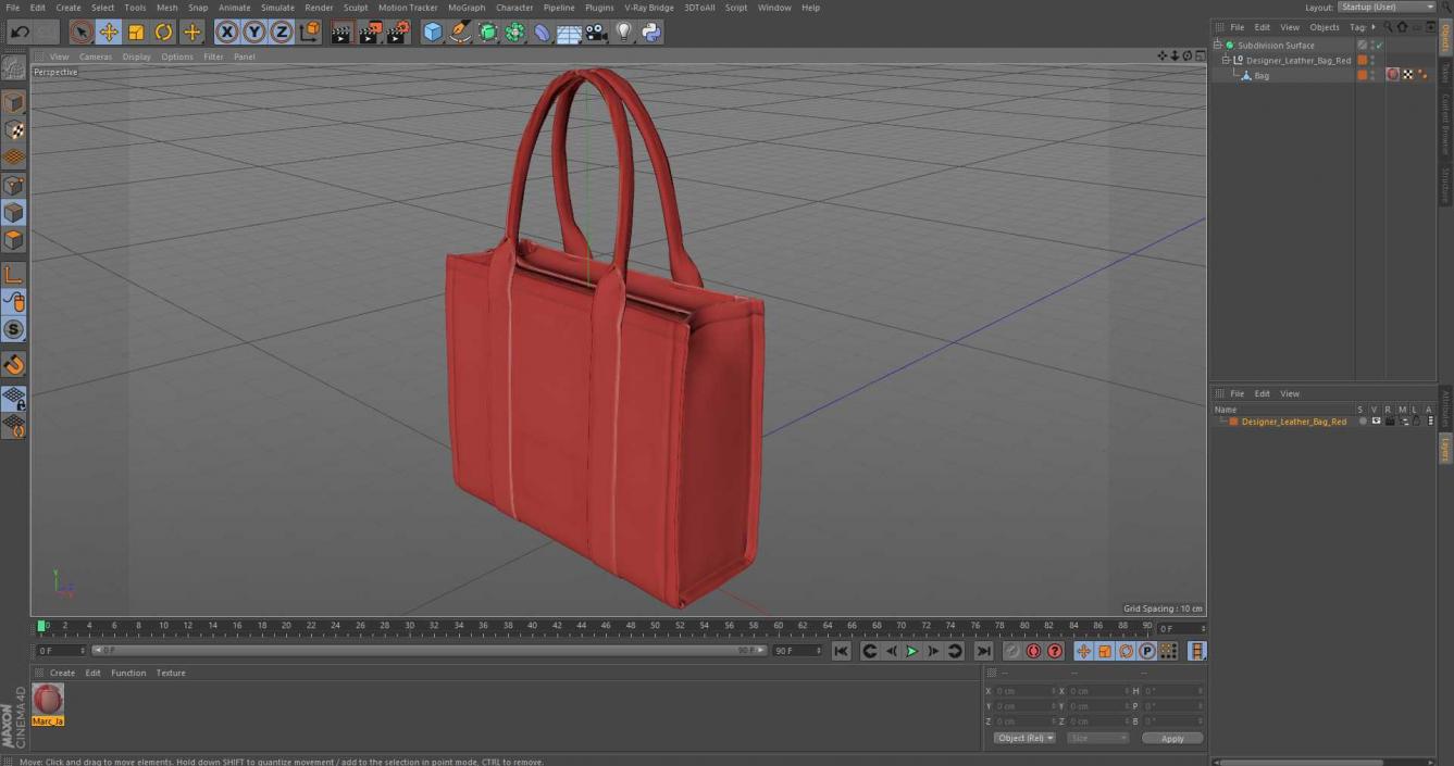 Designer Leather Bag Red 3D model