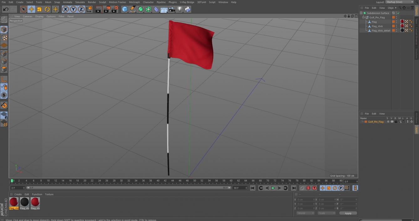 3D Golf Pin Flag model