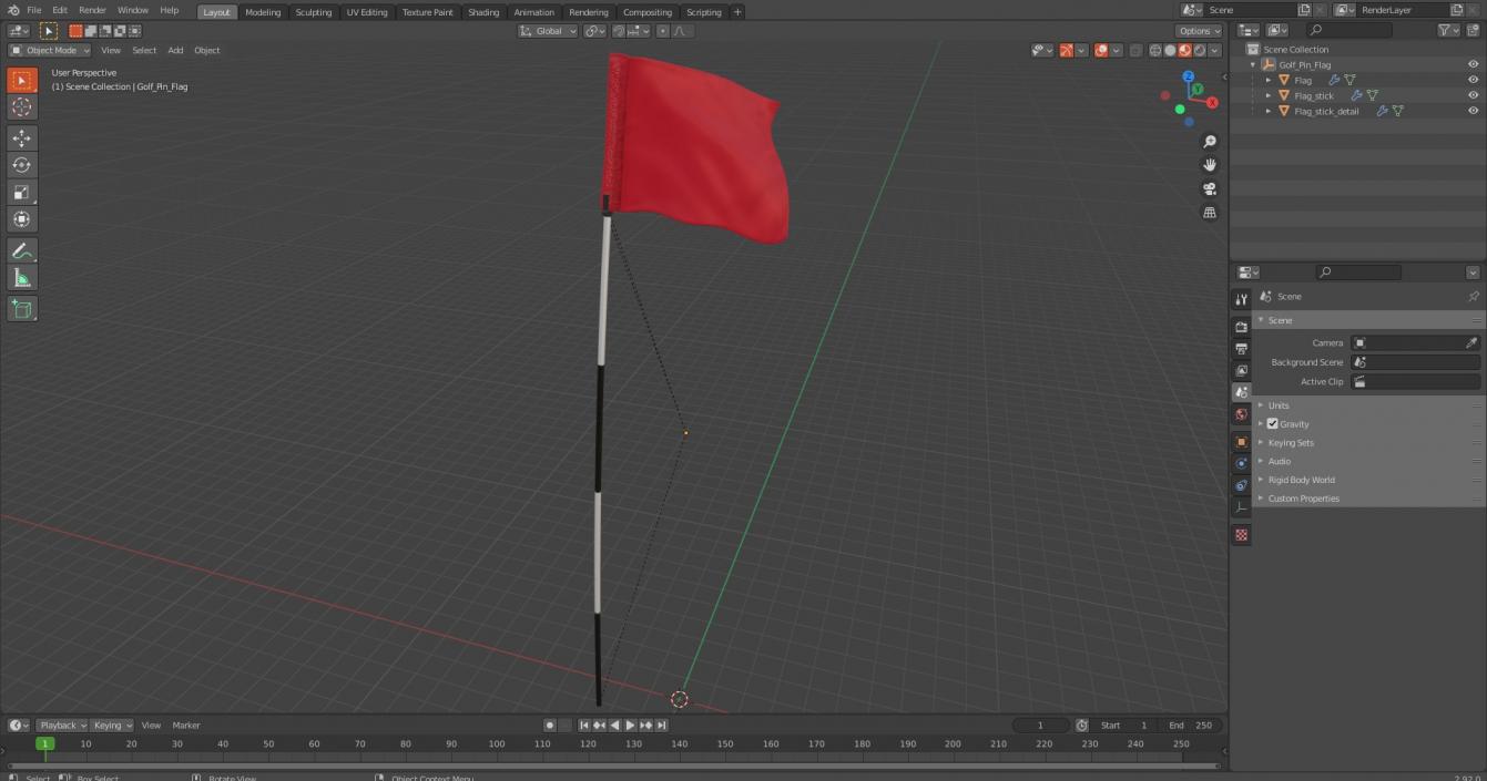 3D Golf Pin Flag model