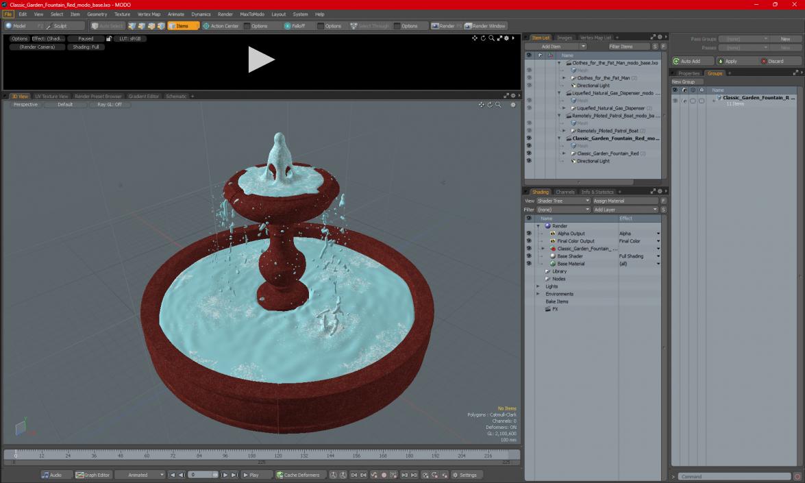 3D model Classic Garden Fountain Red for 3D Print