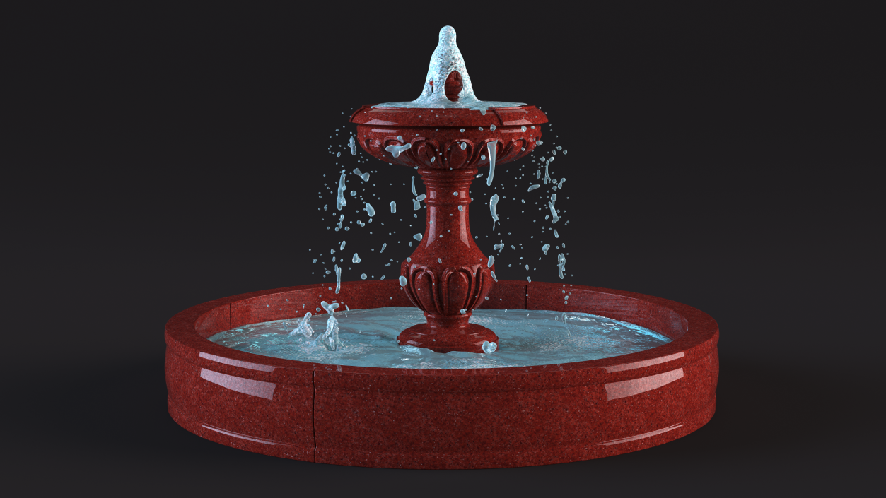 3D model Classic Garden Fountain Red for 3D Print