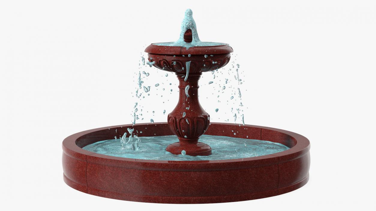 3D model Classic Garden Fountain Red for 3D Print