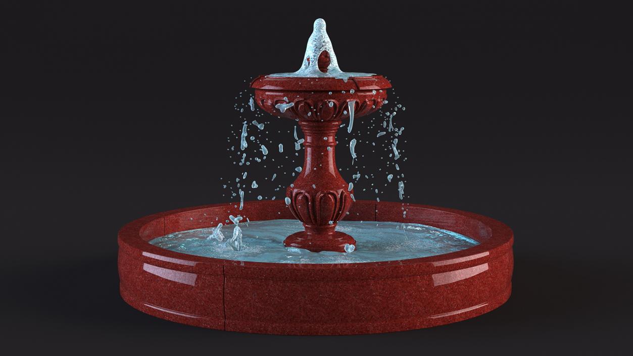 3D model Classic Garden Fountain Red for 3D Print