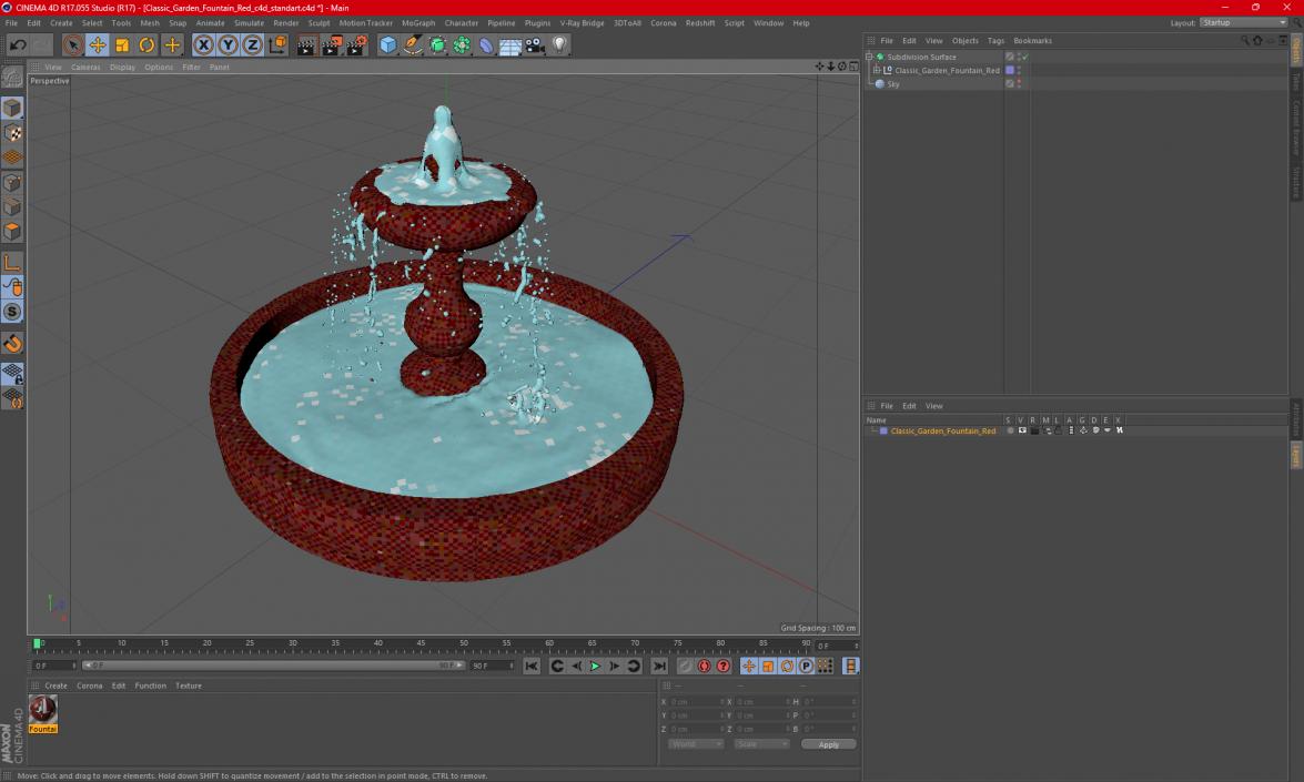 3D model Classic Garden Fountain Red for 3D Print