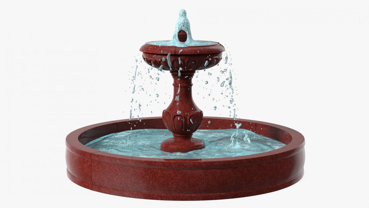 3D model Classic Garden Fountain Red for 3D Print