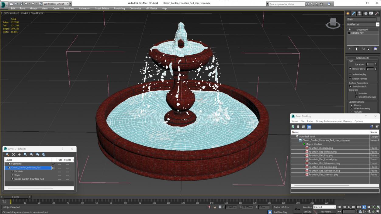 3D model Classic Garden Fountain Red for 3D Print