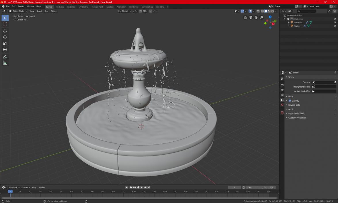 3D model Classic Garden Fountain Red for 3D Print