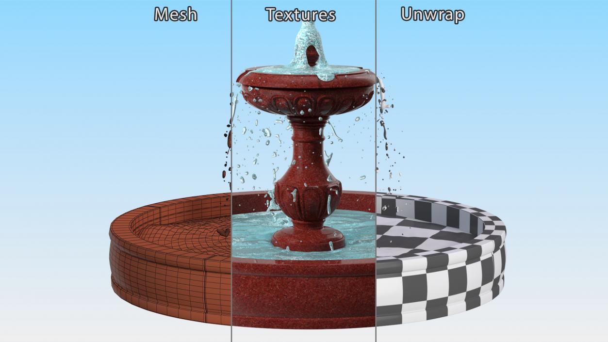 3D model Classic Garden Fountain Red for 3D Print