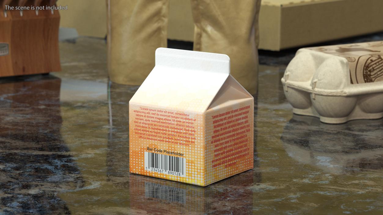 3D Gable Top Carton Package Mockup Orange model