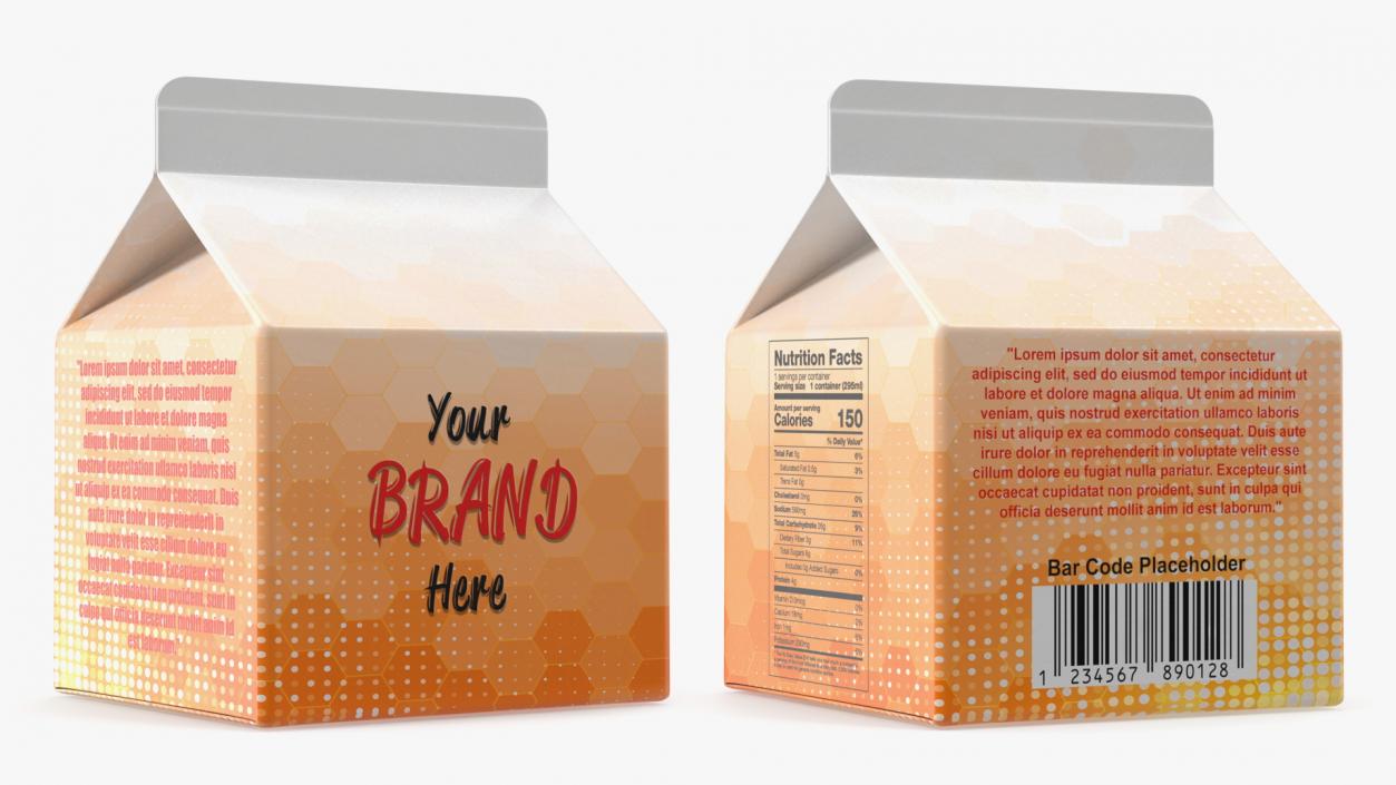 3D Gable Top Carton Package Mockup Orange model