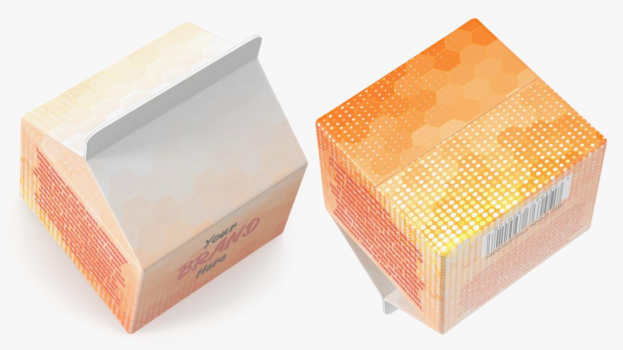 3D Gable Top Carton Package Mockup Orange model