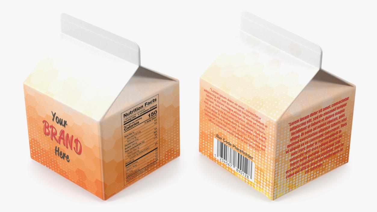 3D Gable Top Carton Package Mockup Orange model