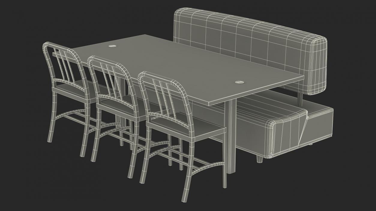 Fast Food Table and Seating 3D