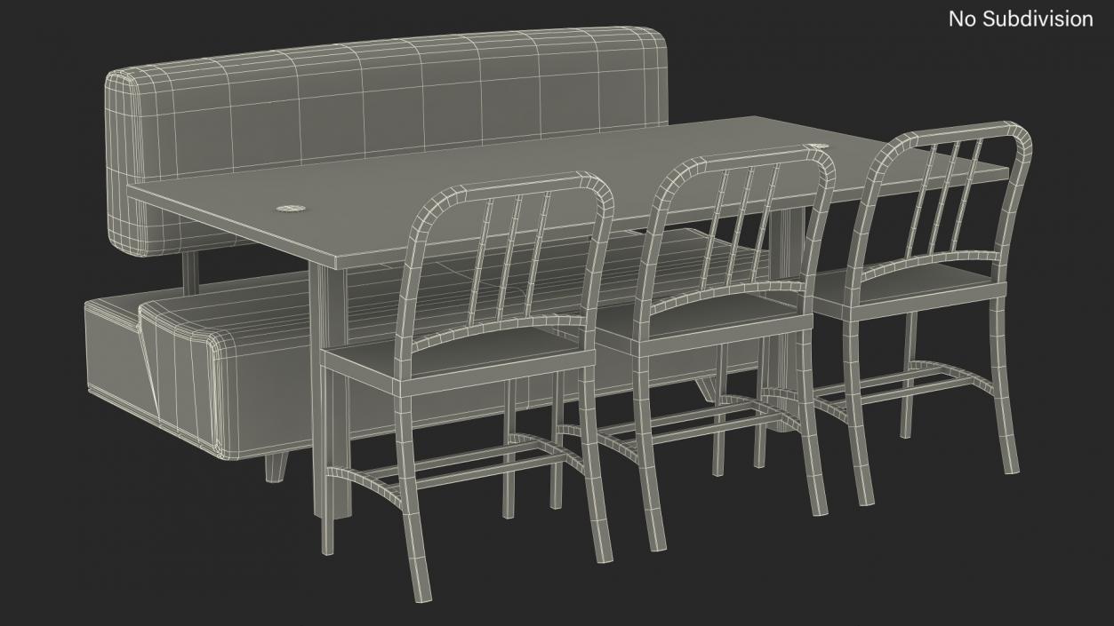 Fast Food Table and Seating 3D