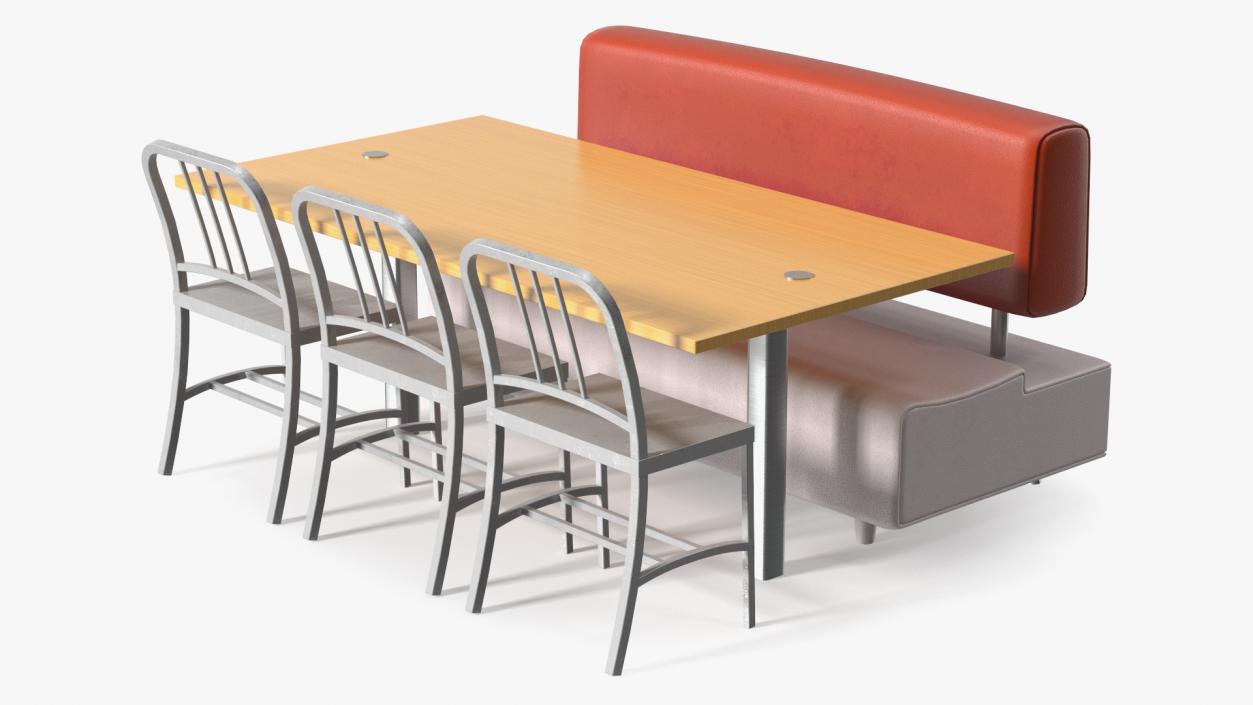 Fast Food Table and Seating 3D