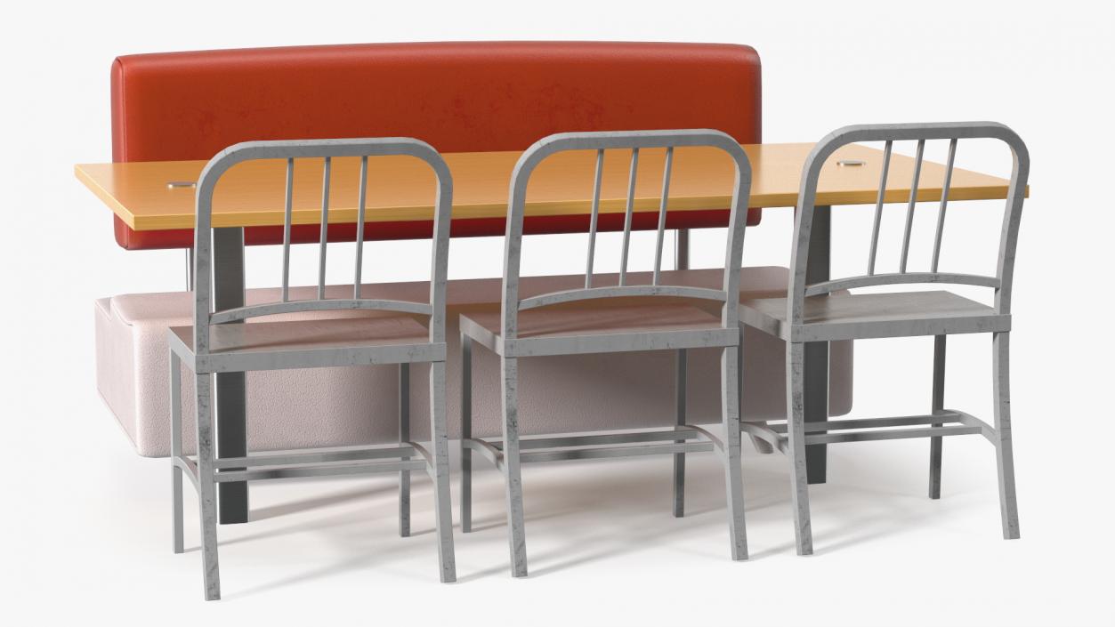 Fast Food Table and Seating 3D