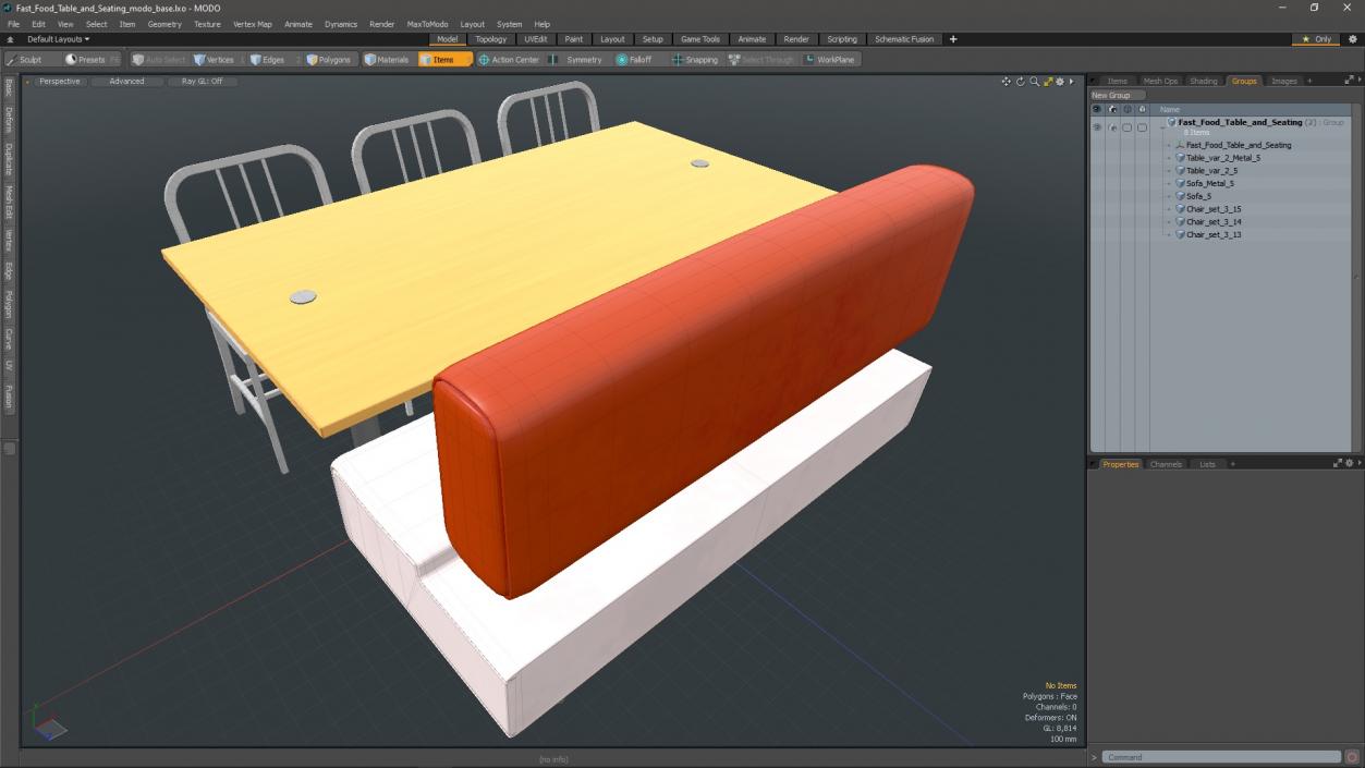 Fast Food Table and Seating 3D