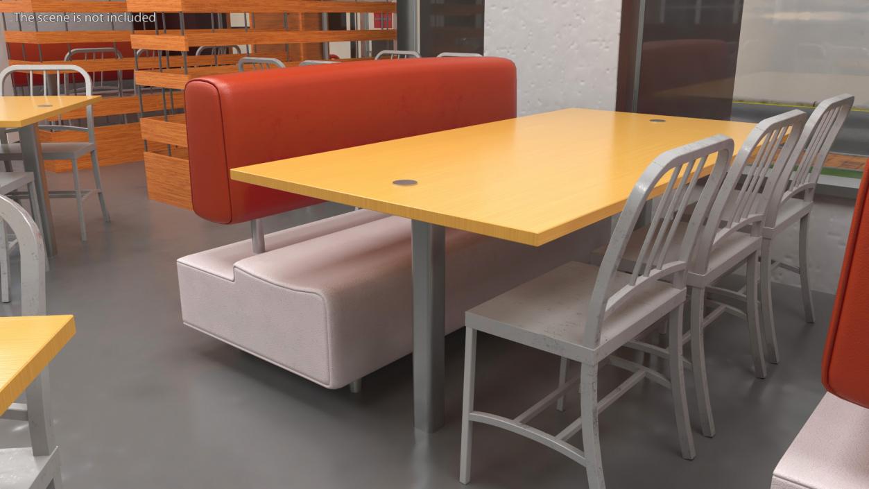 Fast Food Table and Seating 3D