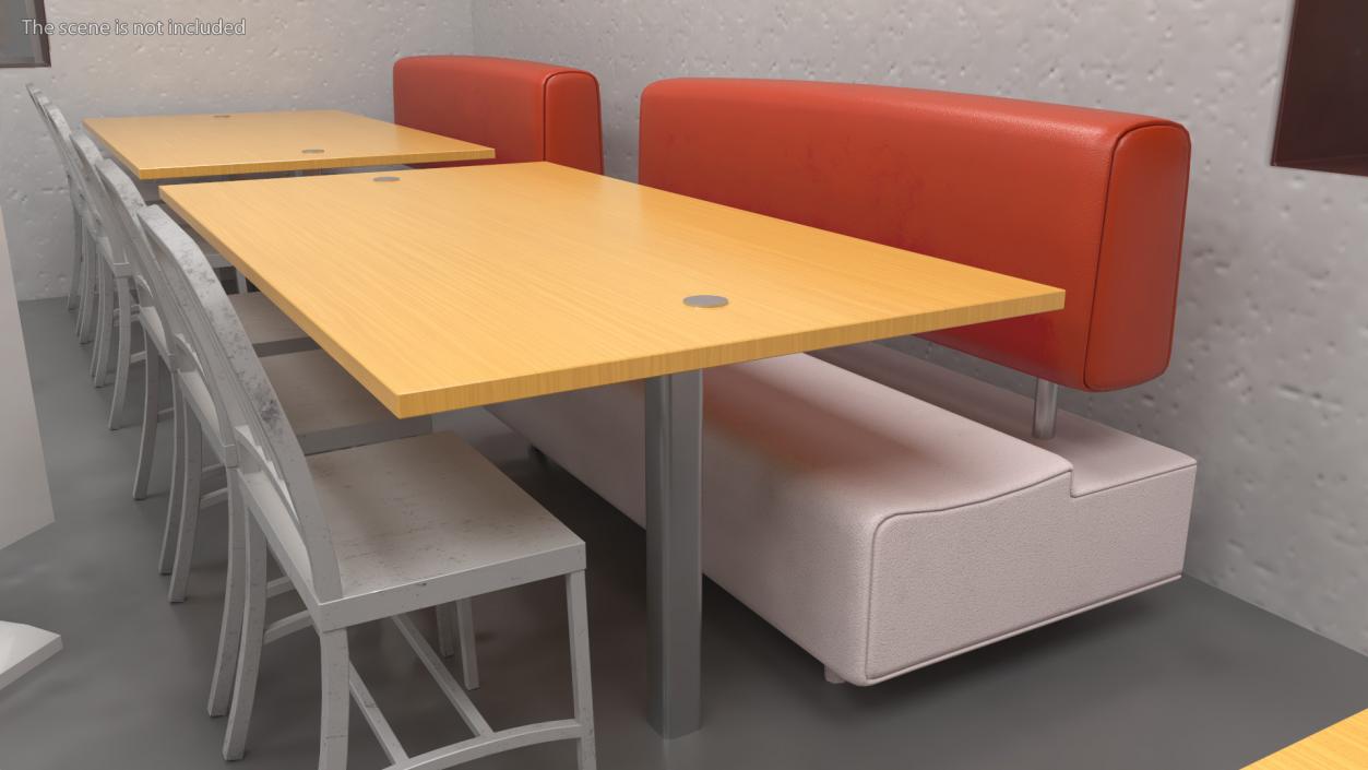 Fast Food Table and Seating 3D