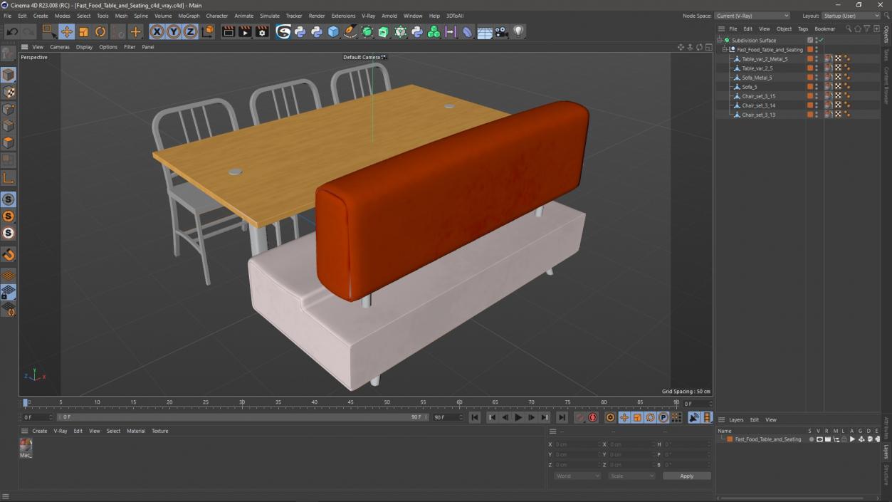 Fast Food Table and Seating 3D